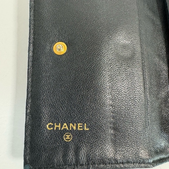 COPY - 100% Authentic CHANEL Calf Skin Bifold Wallet Black CC Compact Coin Stit… - Picture 6 of 14